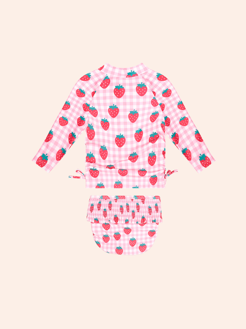 HUXBABY STRAWBERRY CHECK 2PC SWIM SET in STRAWBERRY