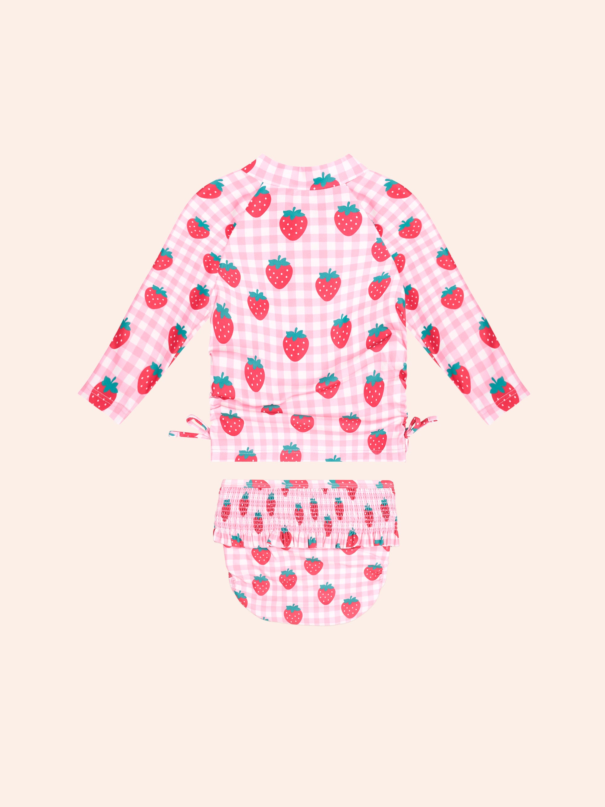 HUXBABY STRAWBERRY CHECK 2PC SWIM SET in STRAWBERRY