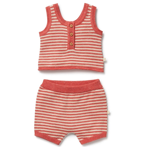 Wilson & Frenchy - Strawberry Swirl Organic Knitted Stripe Set (WFS25)