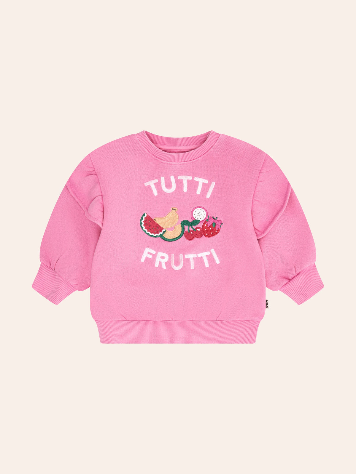 HUXBABY Tutti Frutti Frill Drop Shoulder Sweat in Single