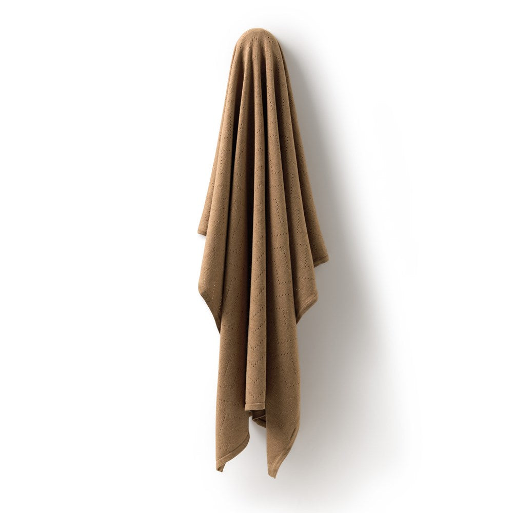 Wilson and Frenchy Ginger Snap Organic Knitted Pointelle Blanket in Ginger Snap