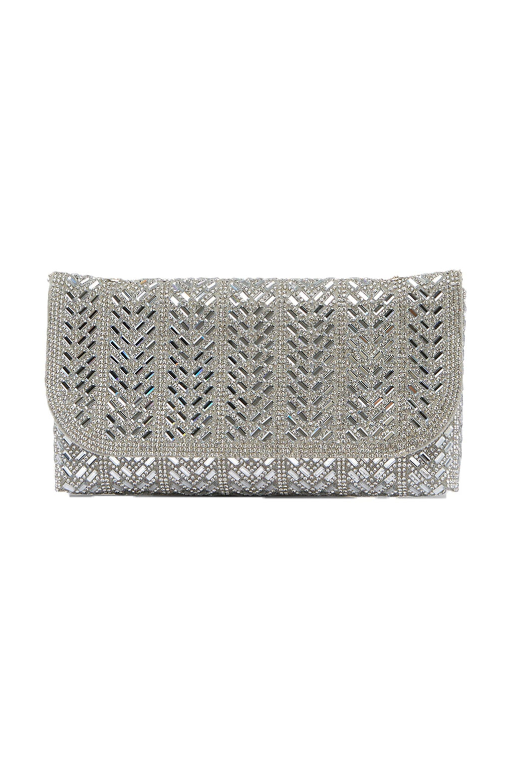 Carolina Mimi Sequinned Clutch Bag Silver in Default Title