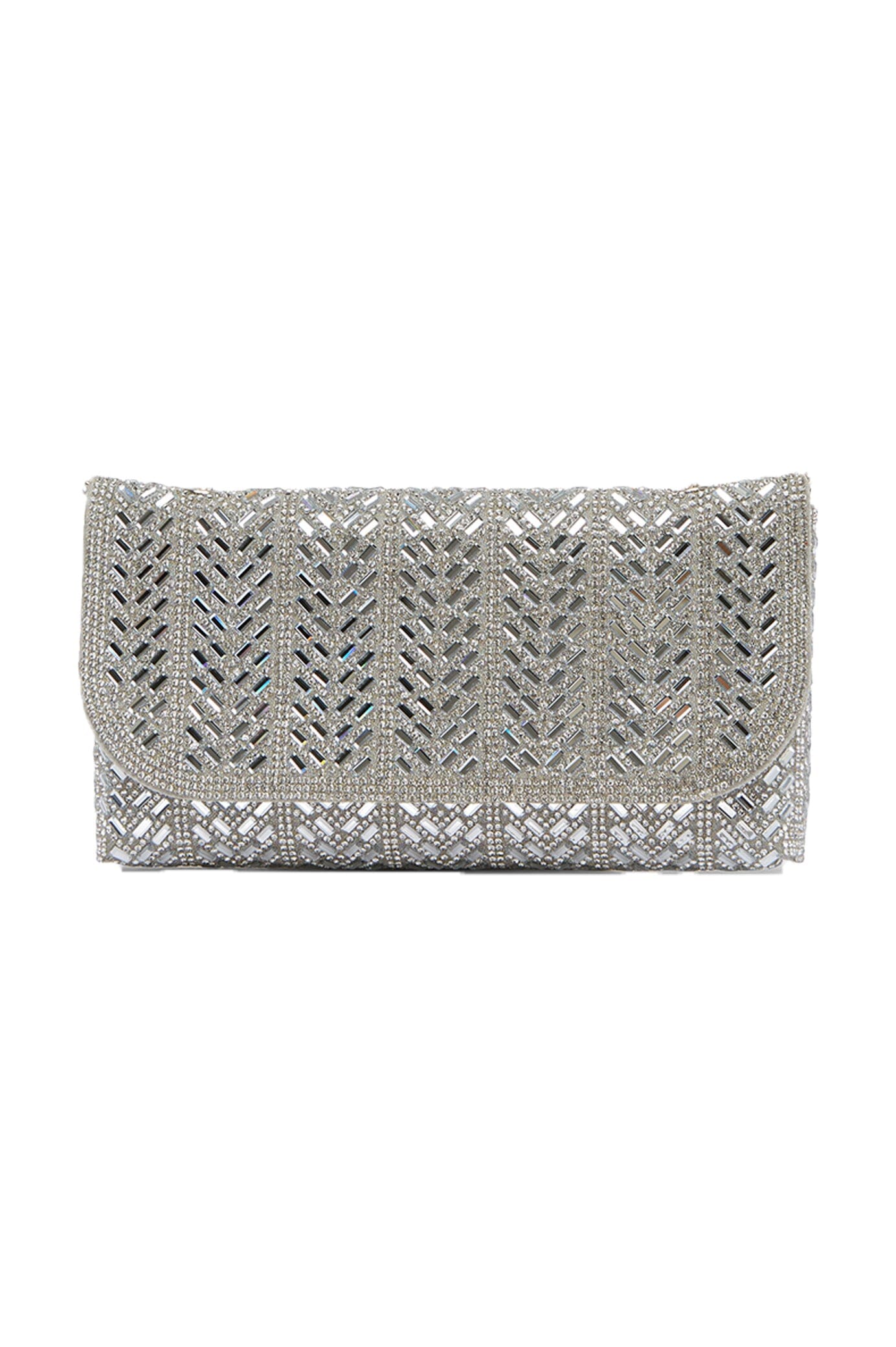 Carolina Mimi Sequinned Clutch Bag Silver in Default Title