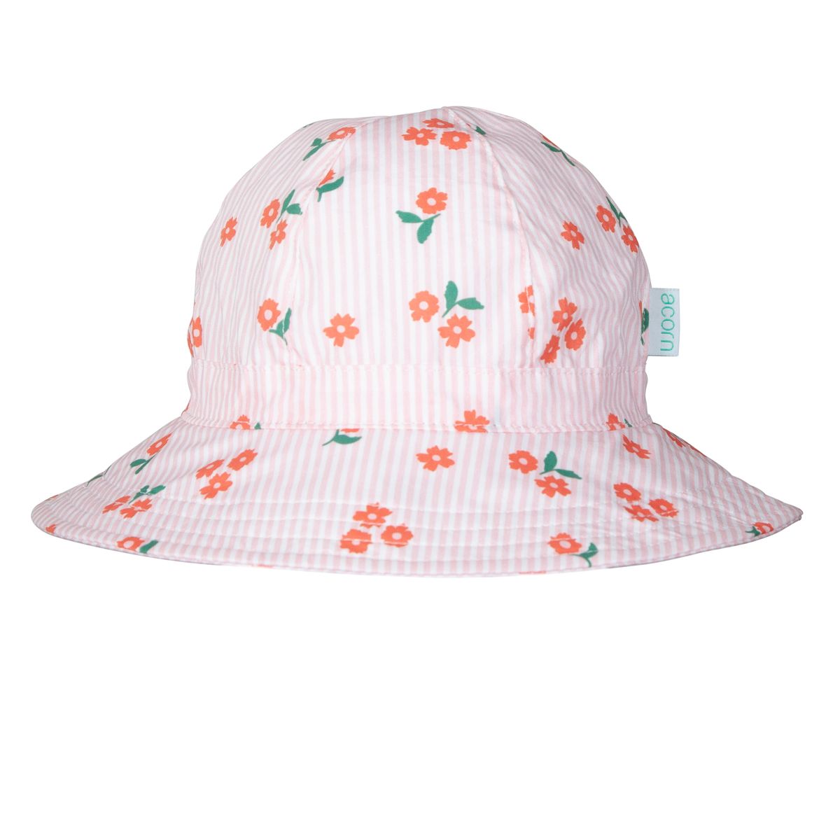 Acorn Kids Striped Posy Wide Brim Sunhat in Pink, White and Red