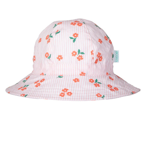Acorn Kids Striped Posy Wide Brim Sunhat in Pink, White and Red