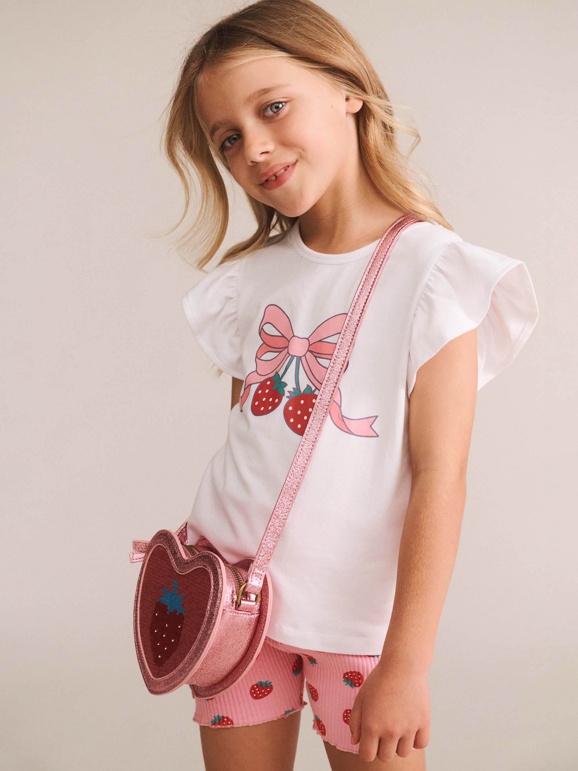 HUXBABY STRAWBERRY SEQUIN HEART BAG in STRAWBERRY METALLIC