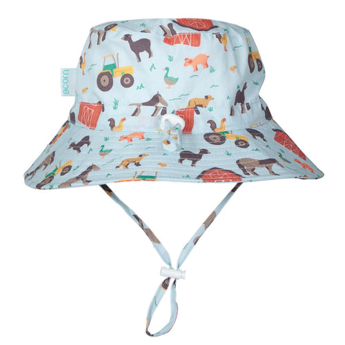 Acorn Kids Farmyard Wide Brim Bucket Hat in Blue and Multi