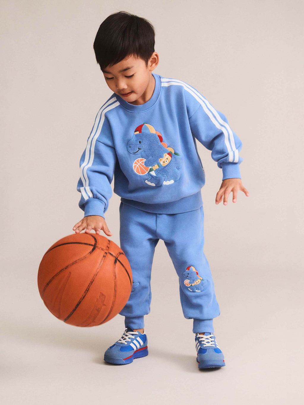HUXBABY BALLER DINO SPORTY STRIPE SWEATPANT in VINTAGE BLUE GARMENT DYE