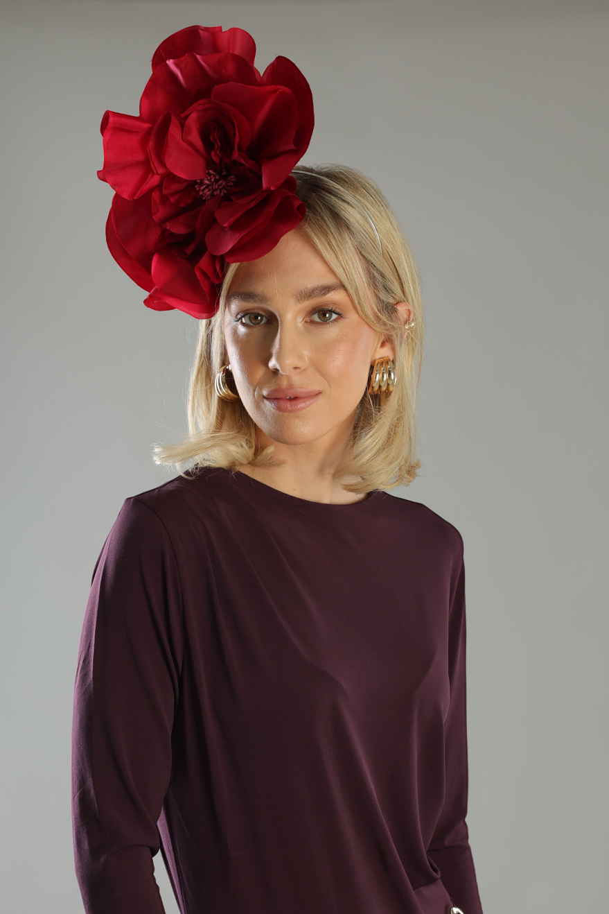 Morgan & Taylor Cindy Fascinator in Burgundy Red in burgundy red