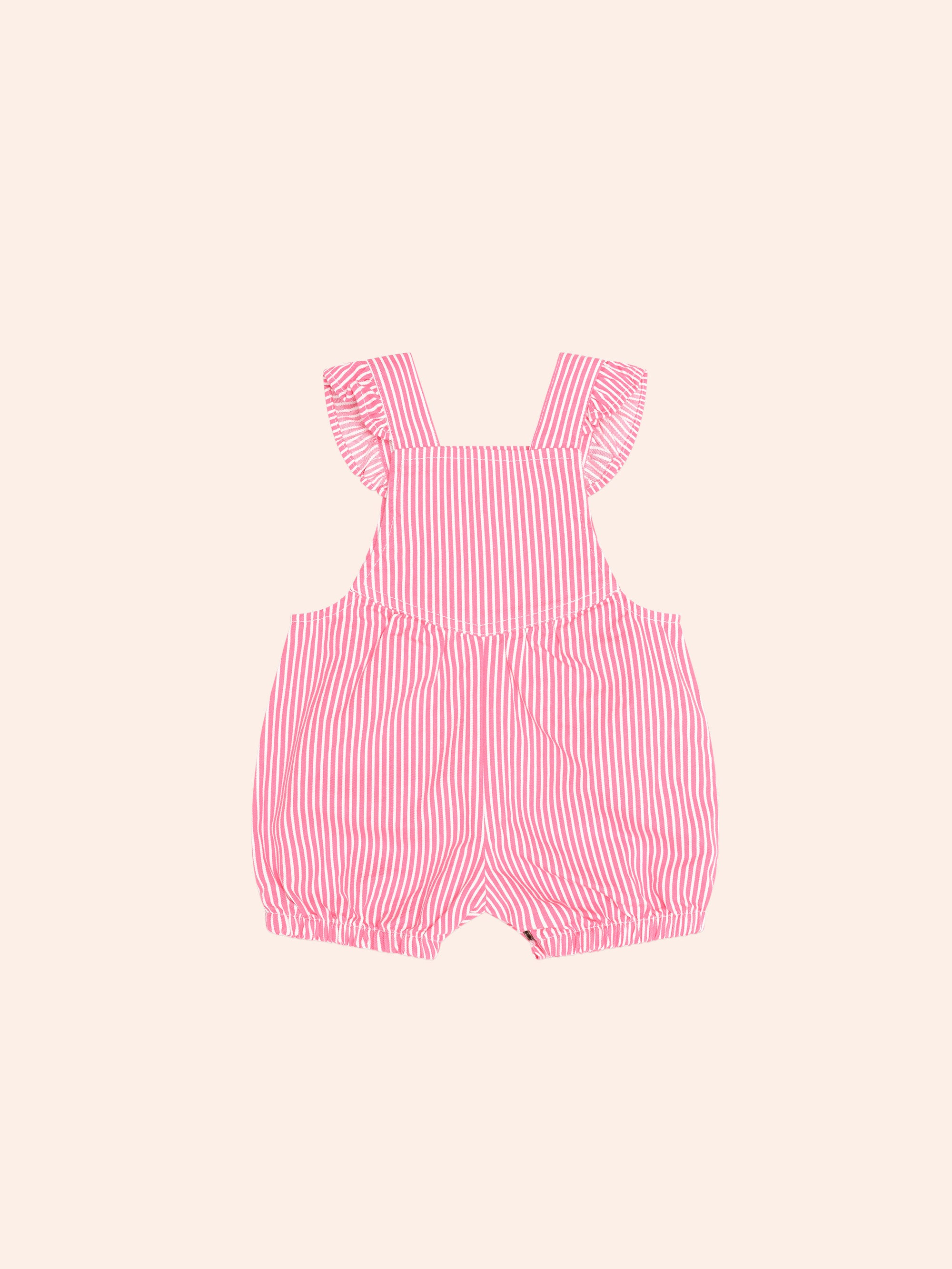 HUXBABY STRAWBERRY EMB STRIPE PLAYSUIT in HONEYSUCKLE / ALMOND MILK