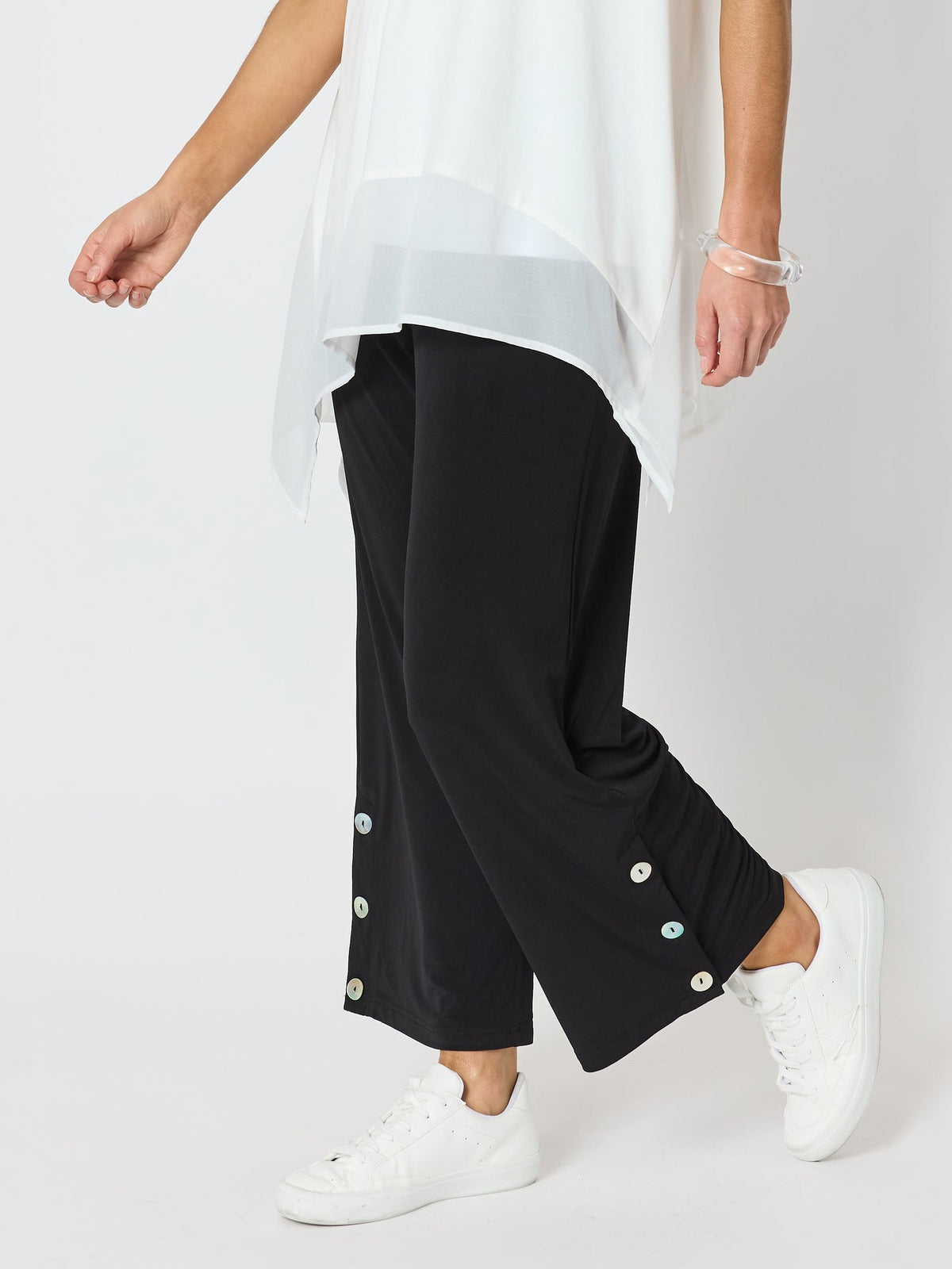 Clarity Traveller Button Hem Pant - Black in Black