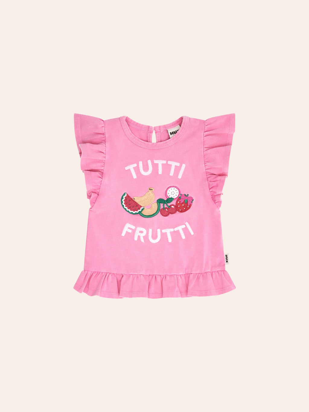 HUXBABY Tutti Frutti Frill Peplum Tee in Single