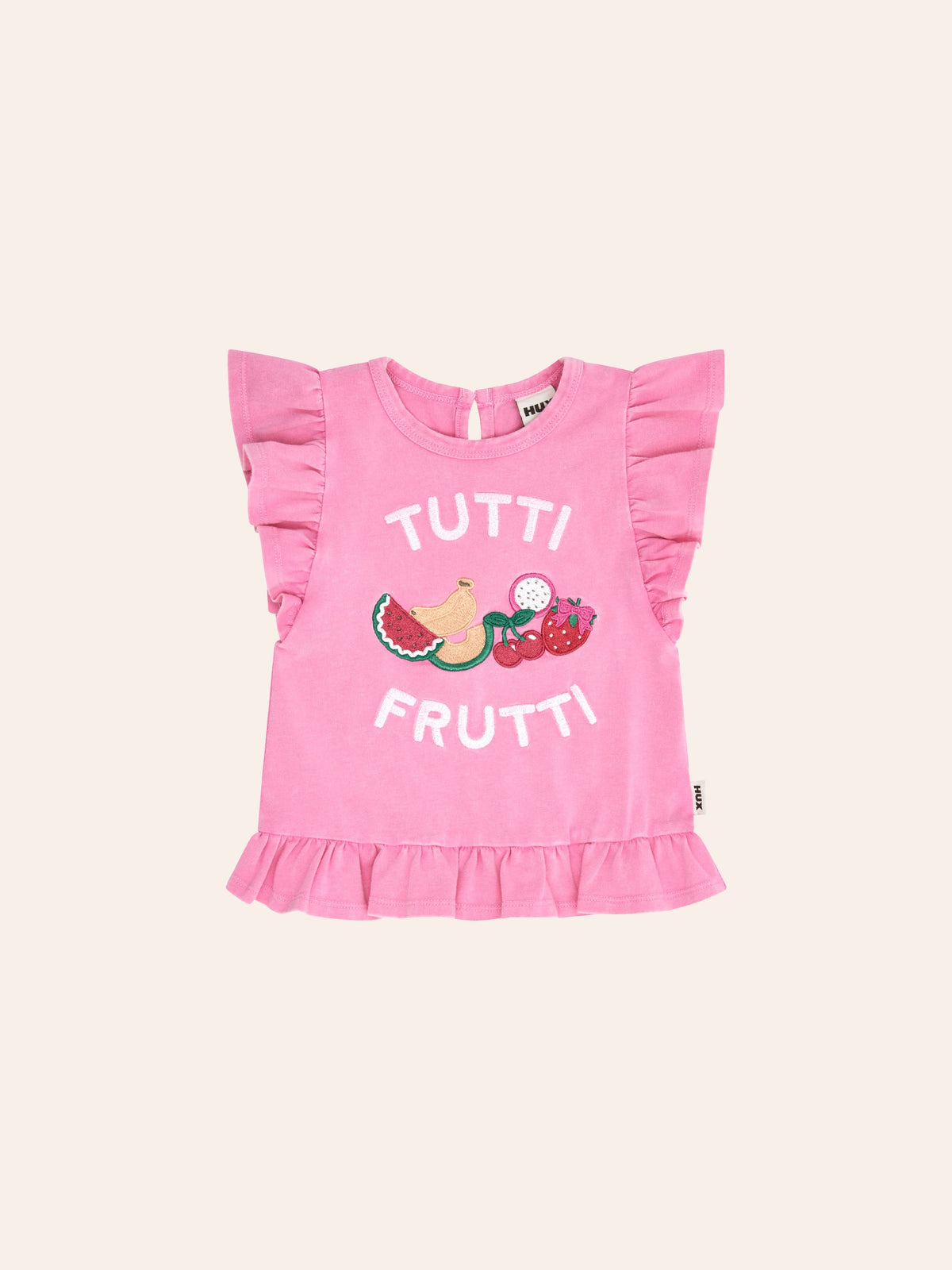 HUXBABY Tutti Frutti Frill Peplum Tee in Single