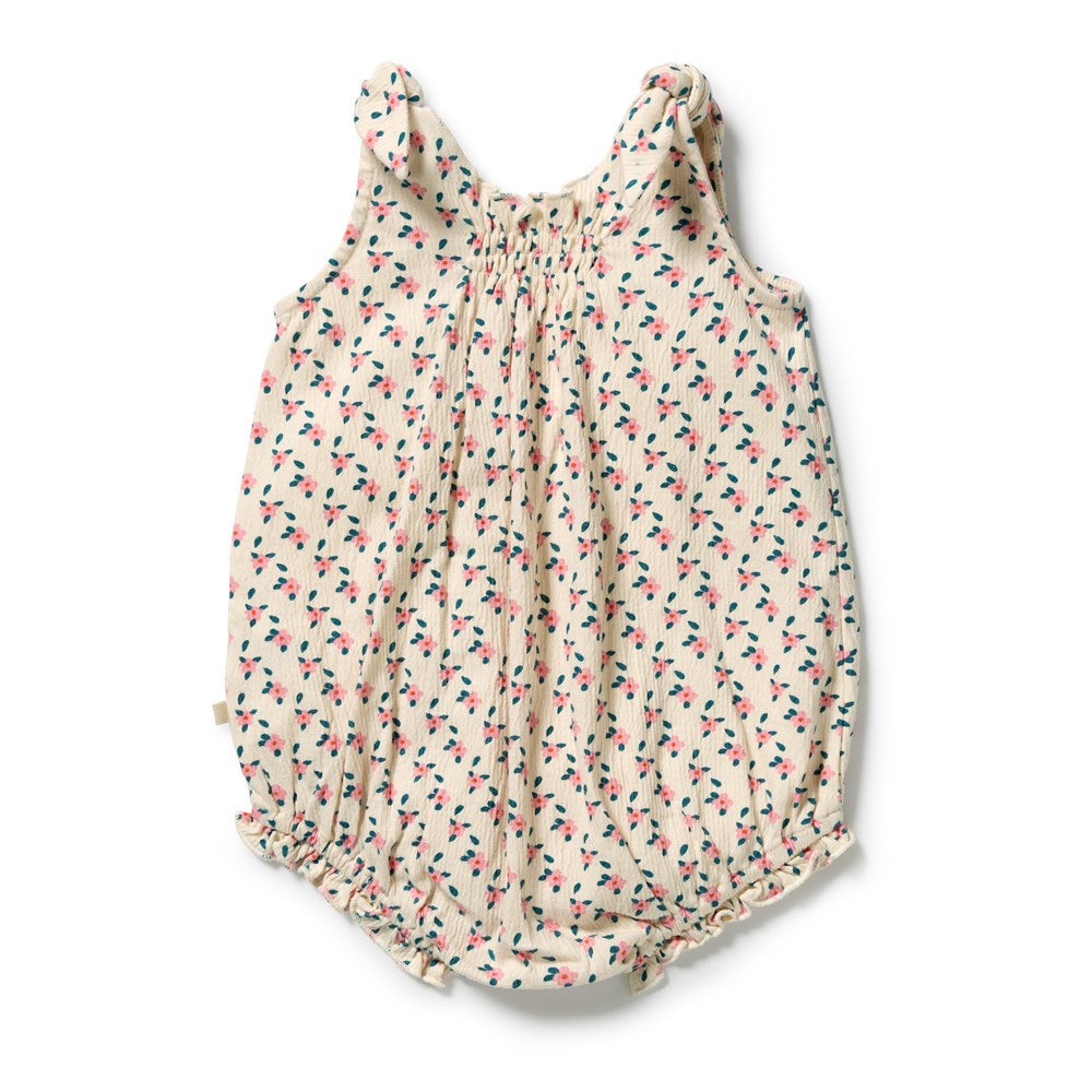 Wilson and Frenchy Little Blossom Organic Crinkle Tie Playsuit in Little Blossom