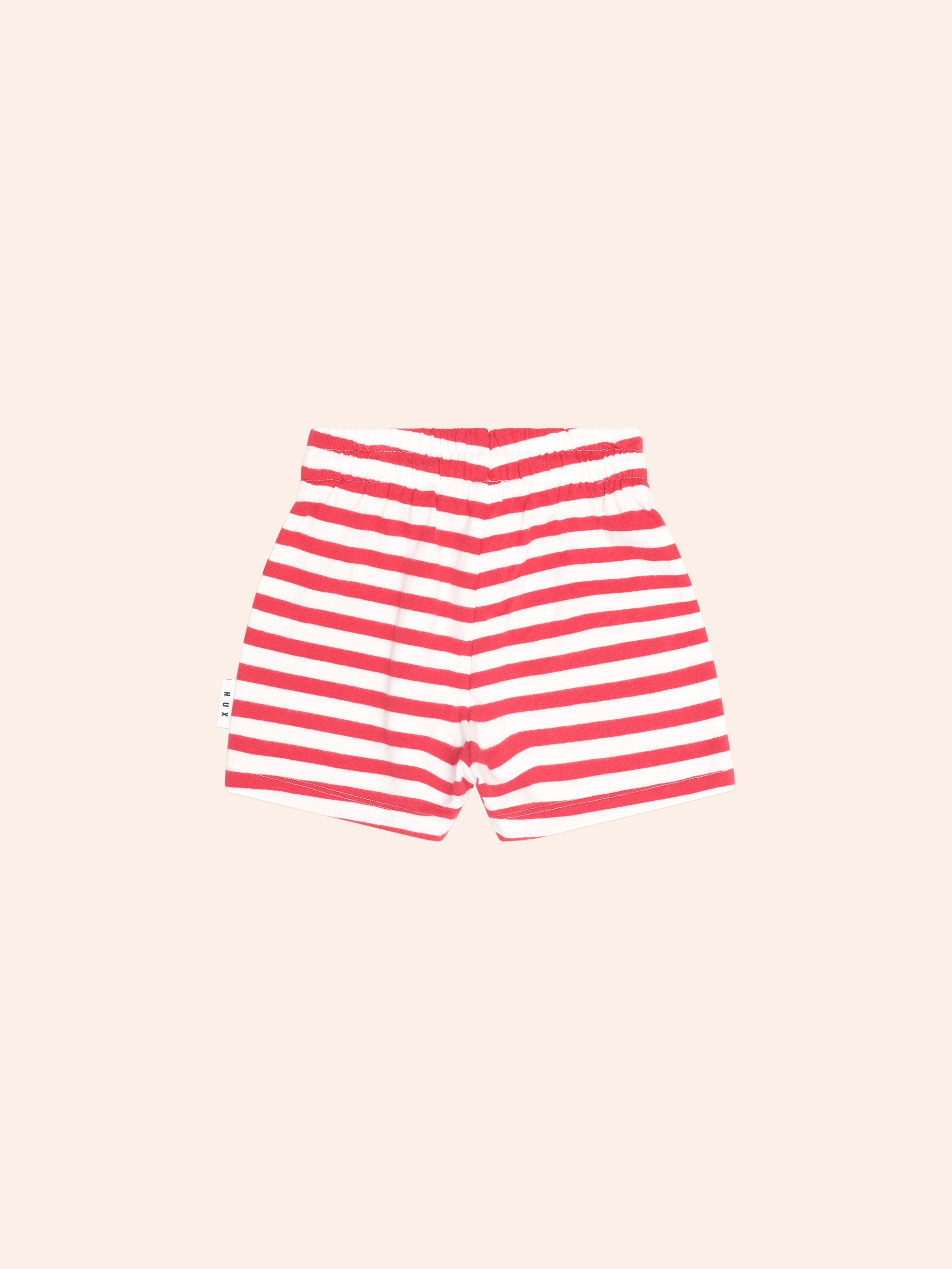 HUXBABY FIREMAN HUX STRIPE SHORT in RACER RED /ALMOND MILK