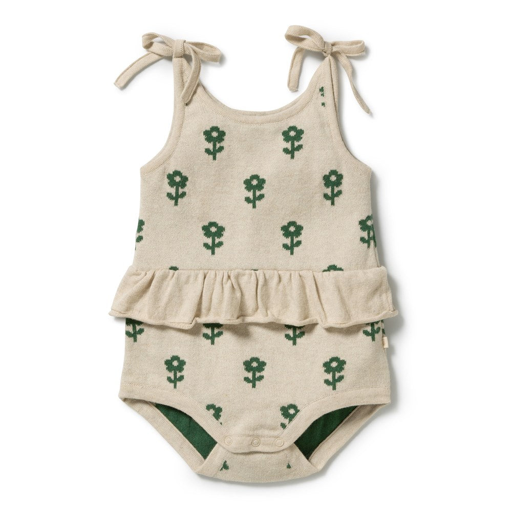 Wilson and Frenchy Fleur Organic Knitted Jacquard Playsuit in Fleur