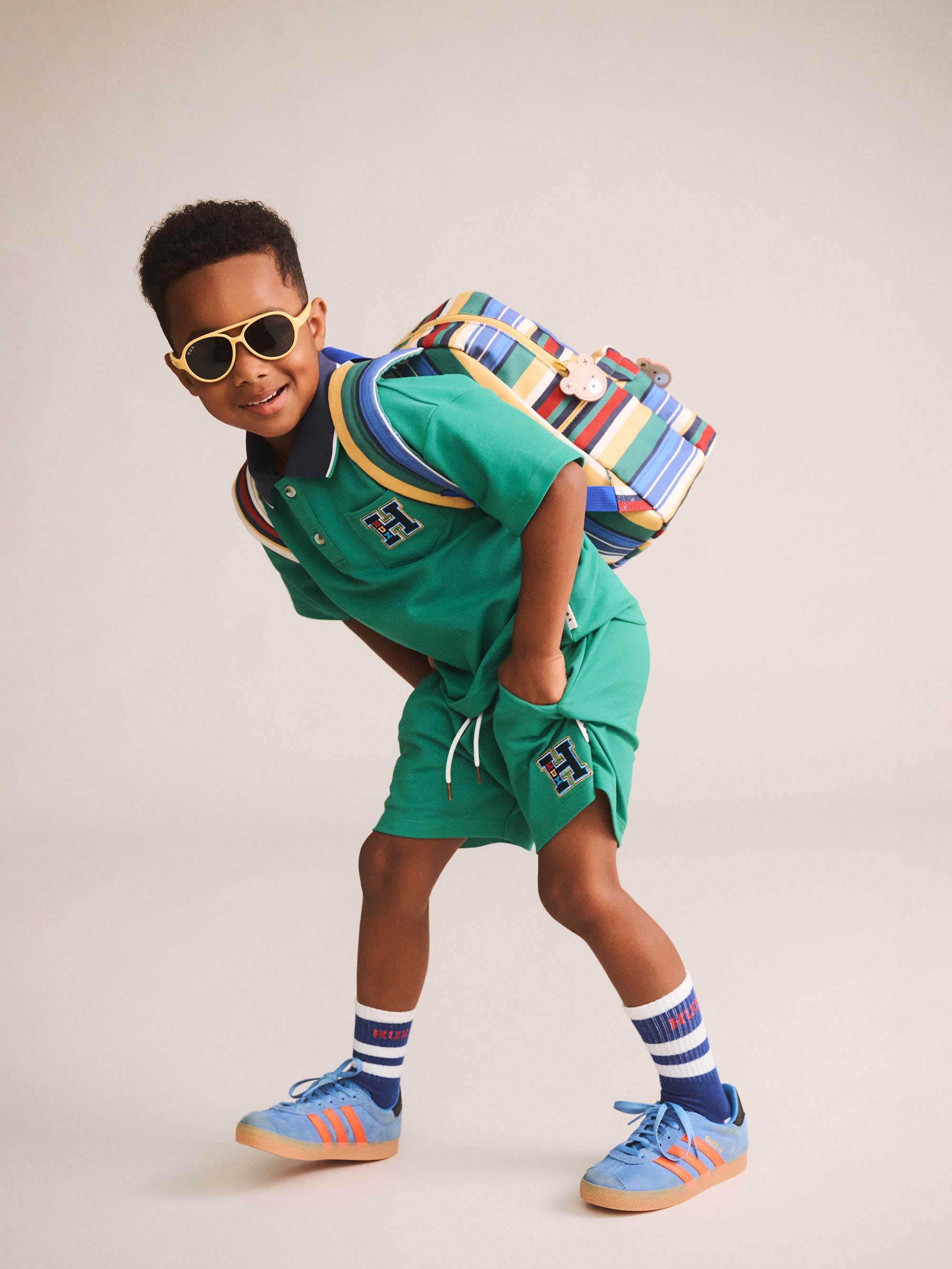 HUXBABY COLLEGIATE PIQUE SHORT in VINTAGE GREEN