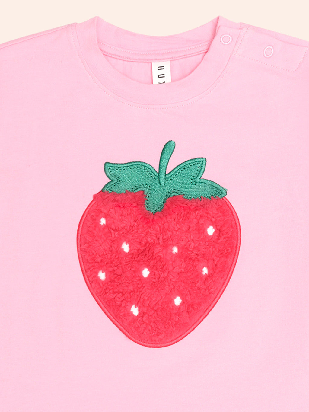 HUXBABY FURRY STRAWBERRY SLOUCHY TEE in STRAWBERRY CRÈME