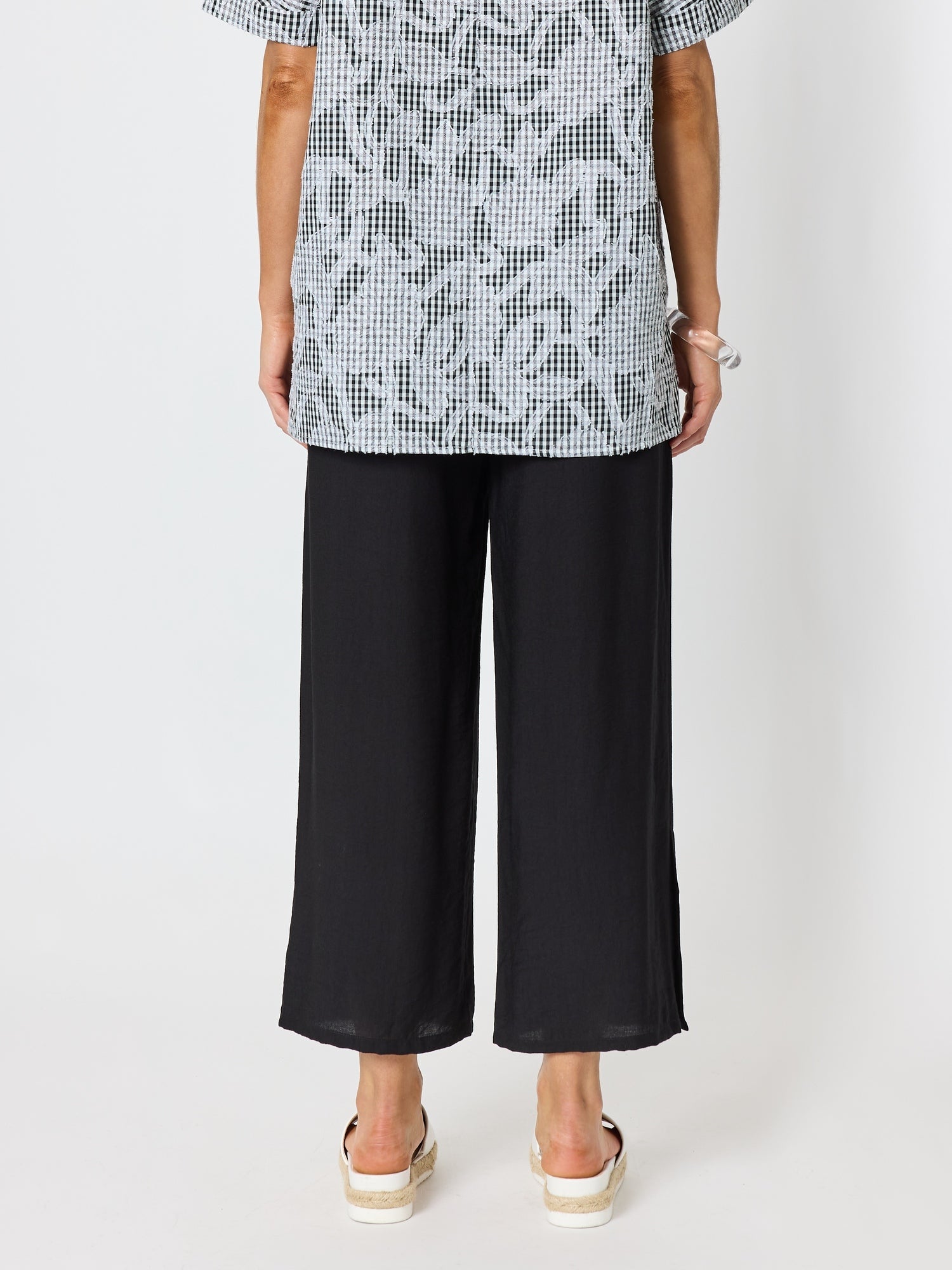 Clarity Essential Button Wide Leg Pant  - Black in Black