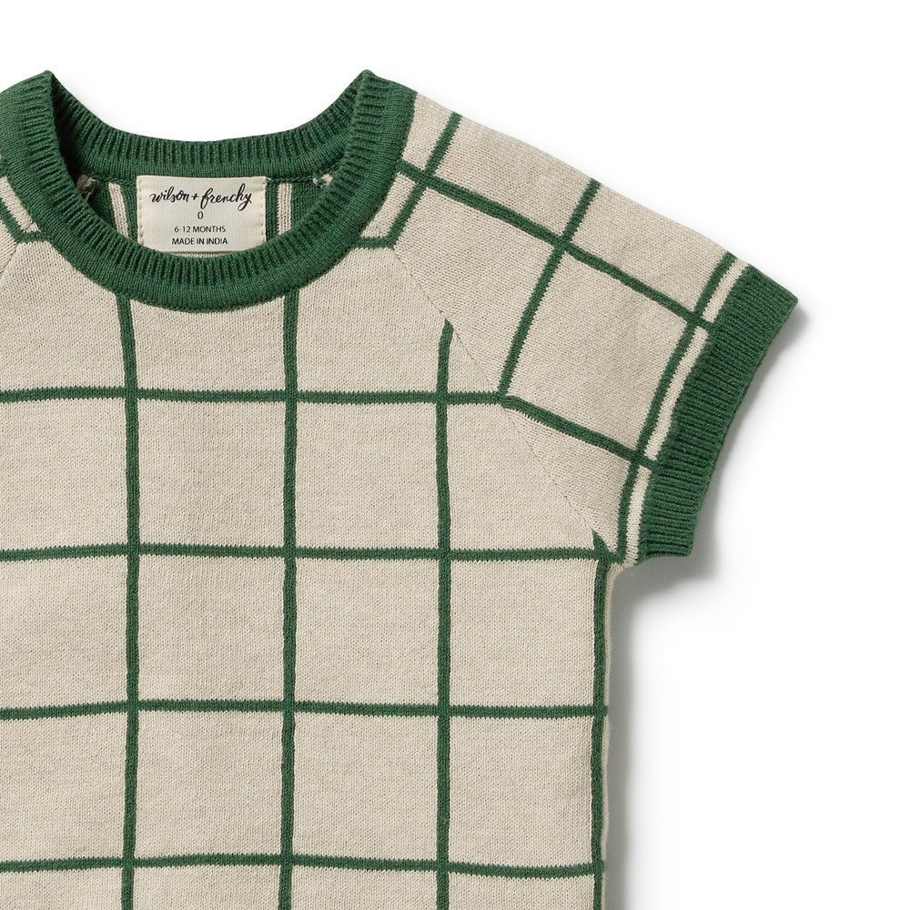 Wilson and Frenchy Lagoon Organic Knitted Check Set in Lagoon