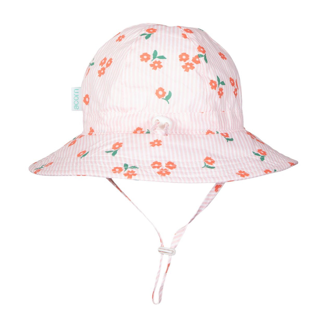 Acorn Kids Striped Posy Wide Brim Sunhat in Pink, White and Red