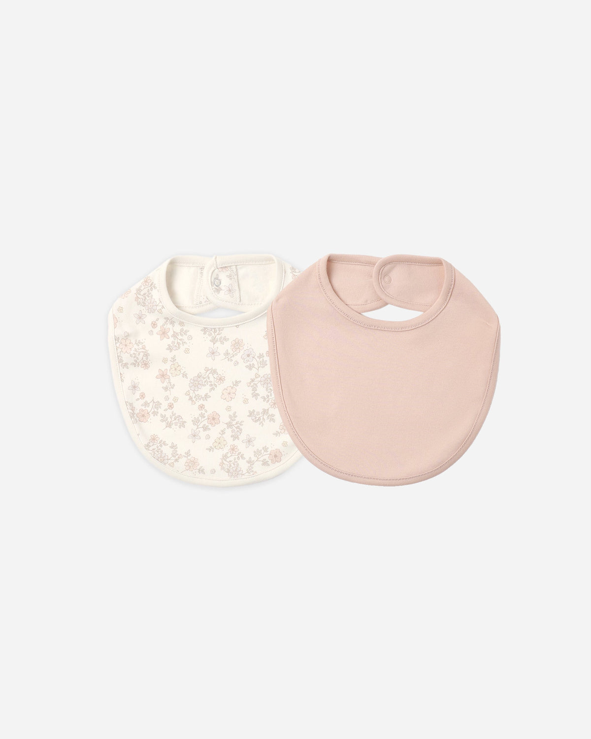 Quincy Mae Jersey Snap Bib, 2 Pack Floral Vine, Dusty Rose in DUSTY-ROSE