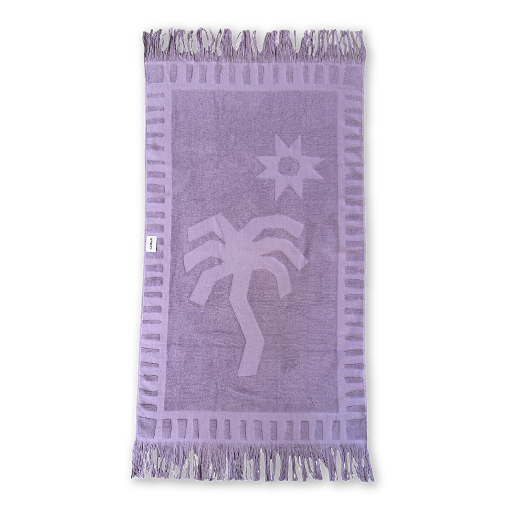 Grown Bubble Terry Towelling Beach Towel - Mauve in Single