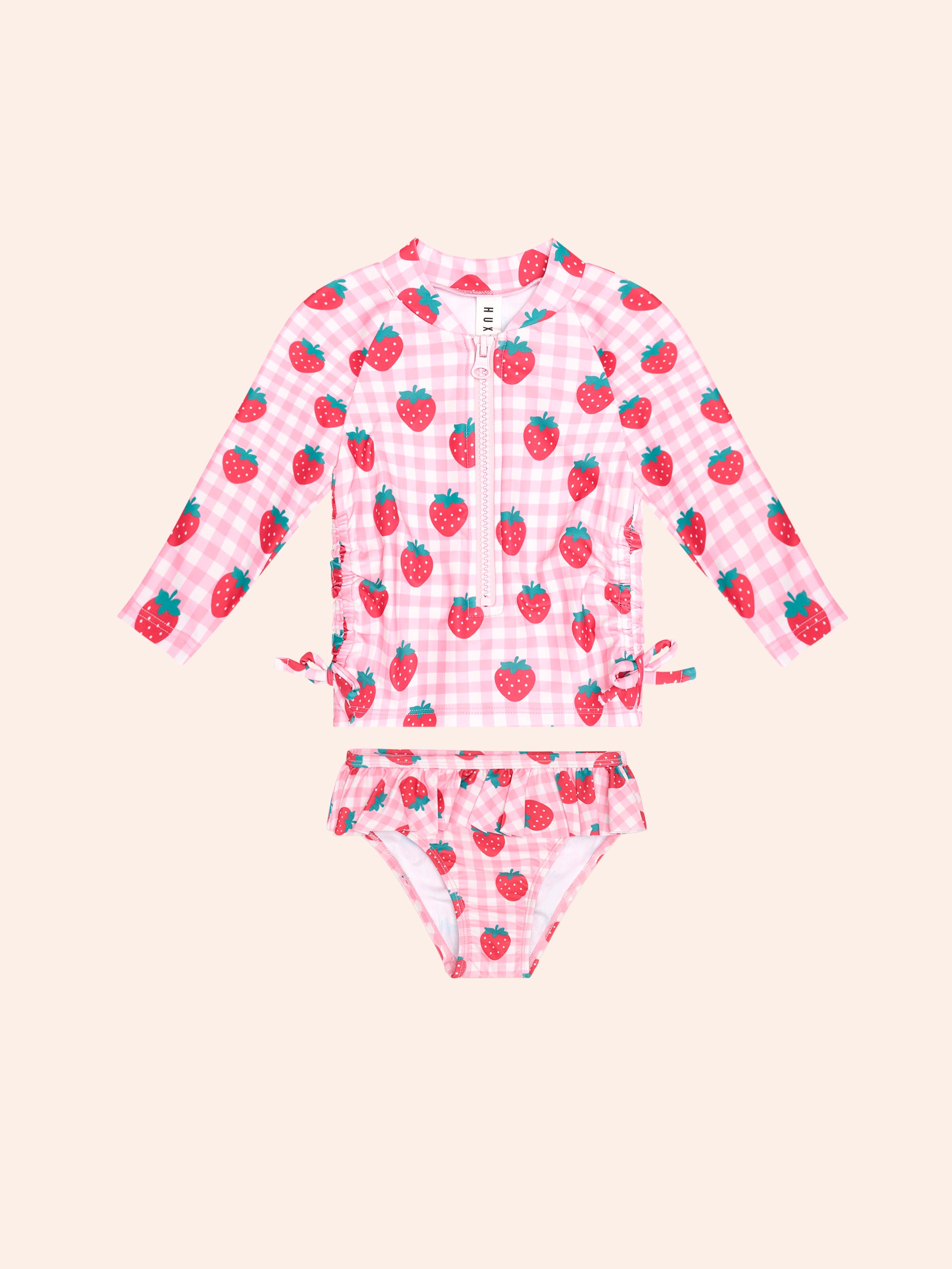 HUXBABY STRAWBERRY CHECK 2PC SWIM SET in STRAWBERRY