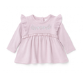 Aster & Oak Pink Embroidered Ruffle Top