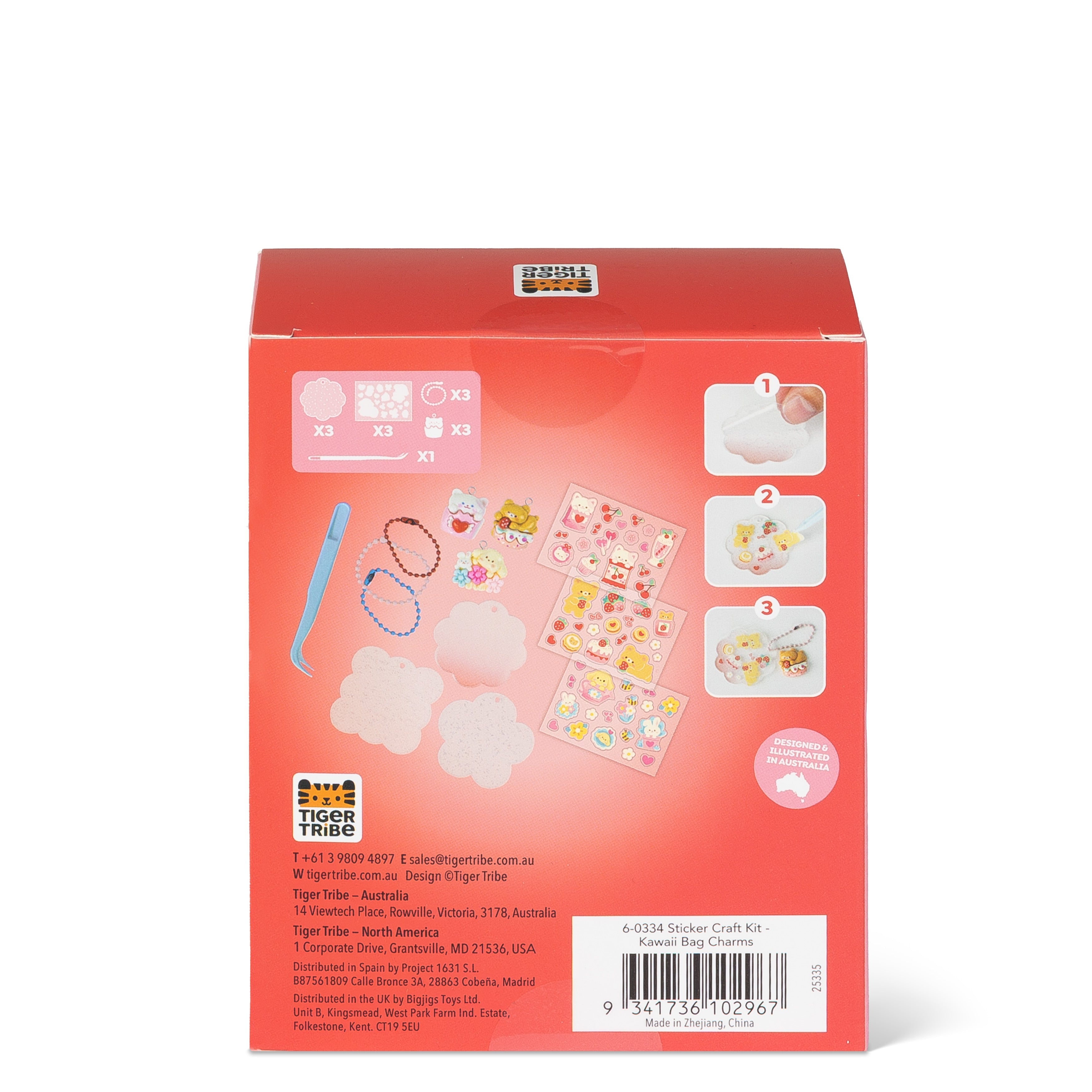 Tiger Tribe Bag Charm Kit - Kawaii Sticker Craft in Single