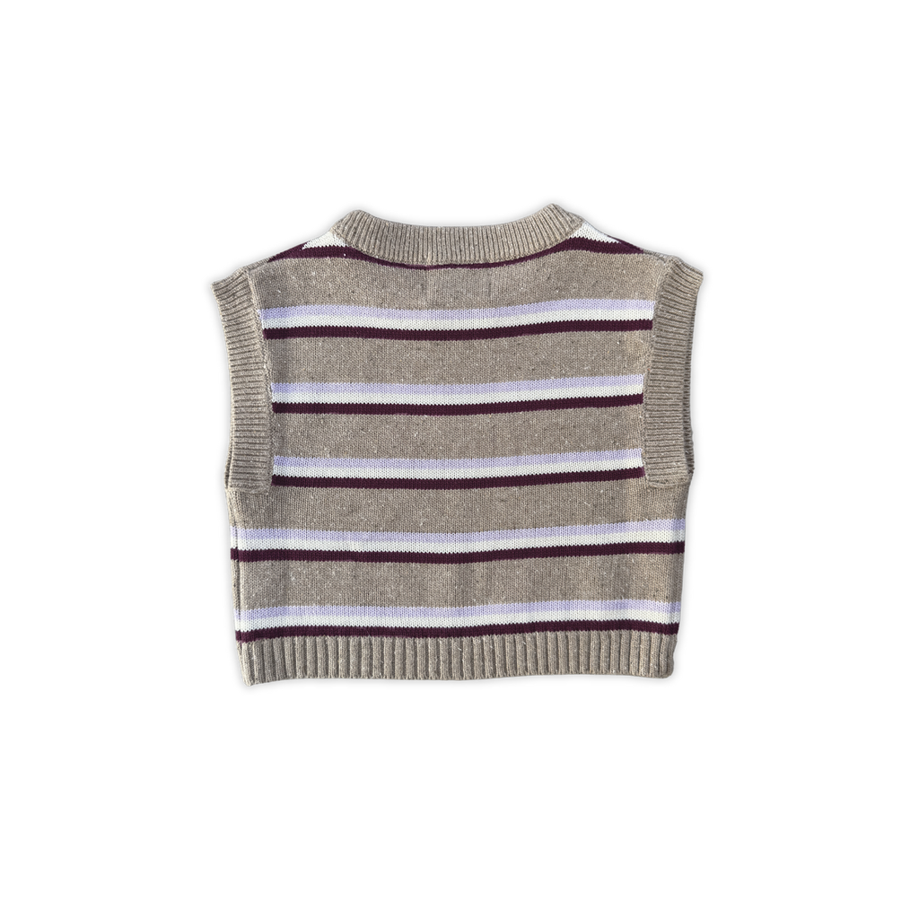 Grown Organic Stripe Apple Knit Vest - Oatmilk in Single