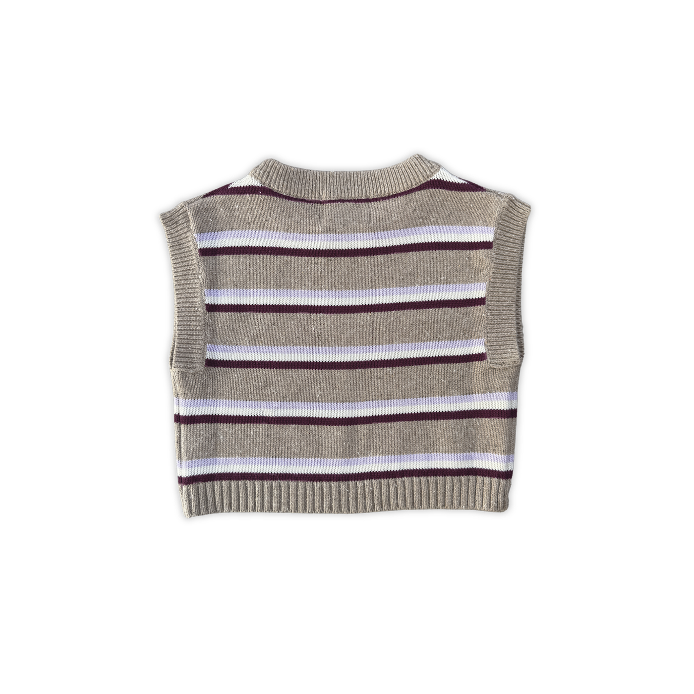 Grown Organic Stripe Apple Knit Vest - Oatmilk in Single