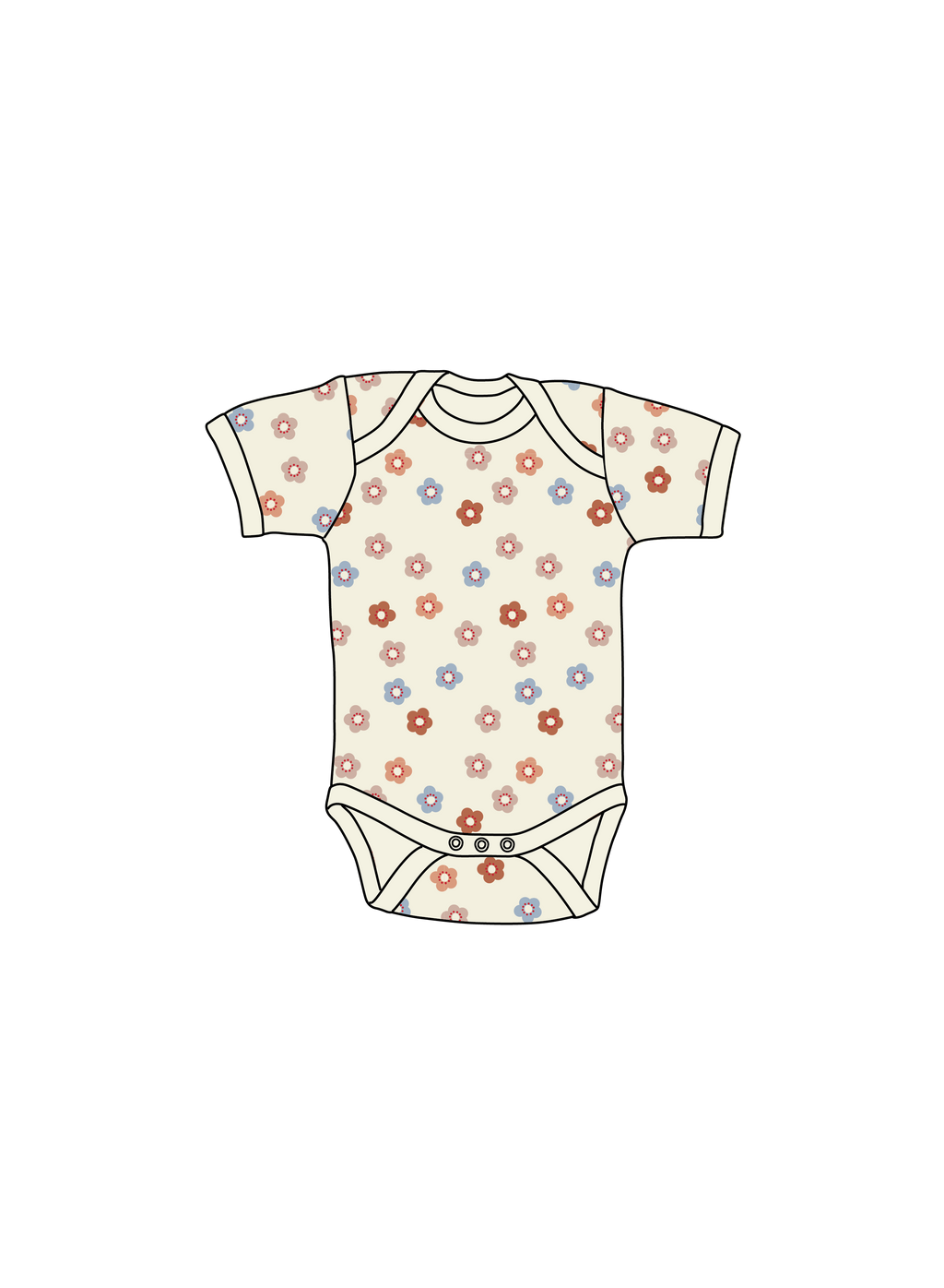 Nature Baby Short Sleeve Bodysuit in Petite Flora Stamp Print