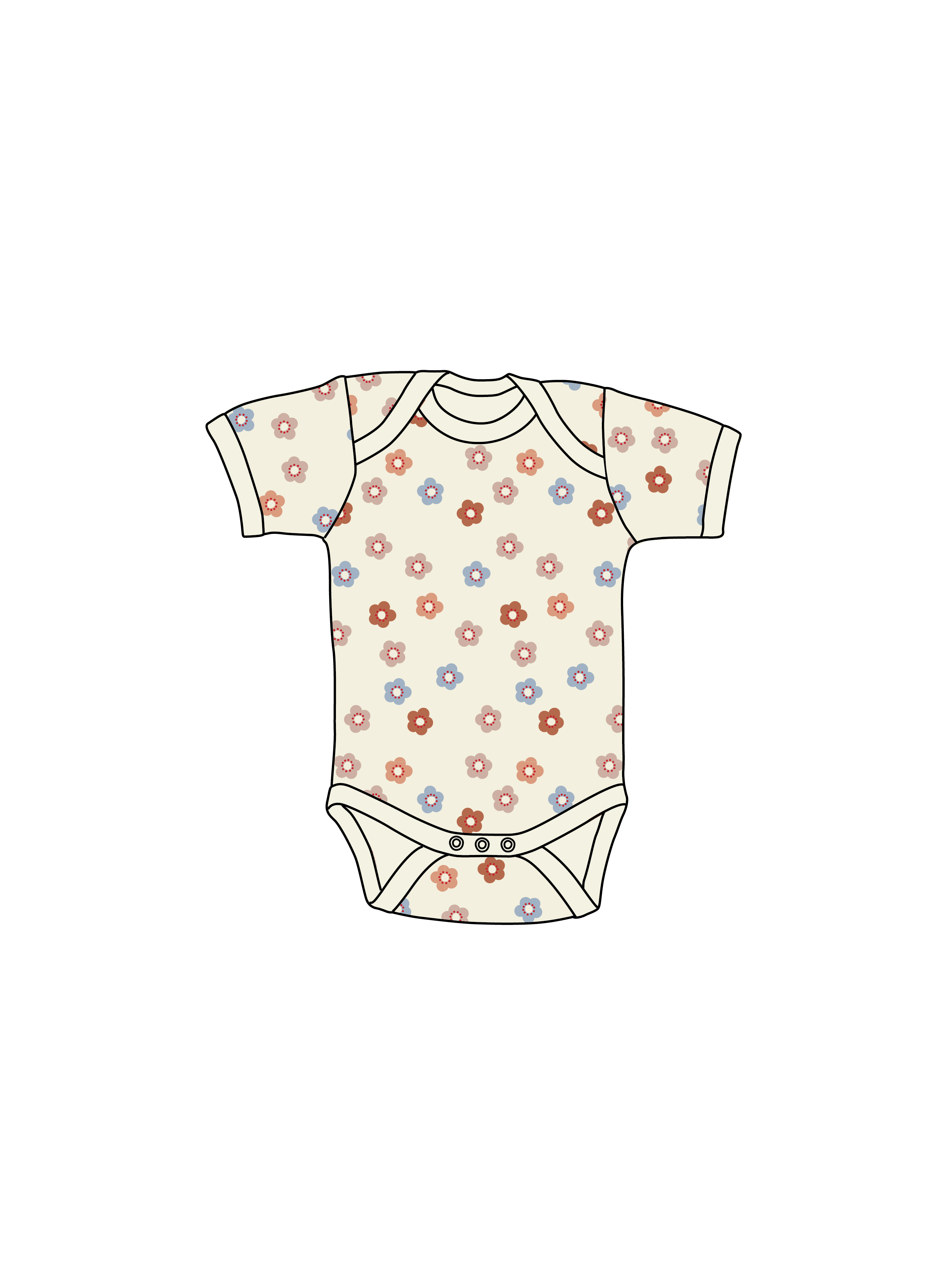 Nature Baby Short Sleeve Bodysuit in Petite Flora Stamp Print