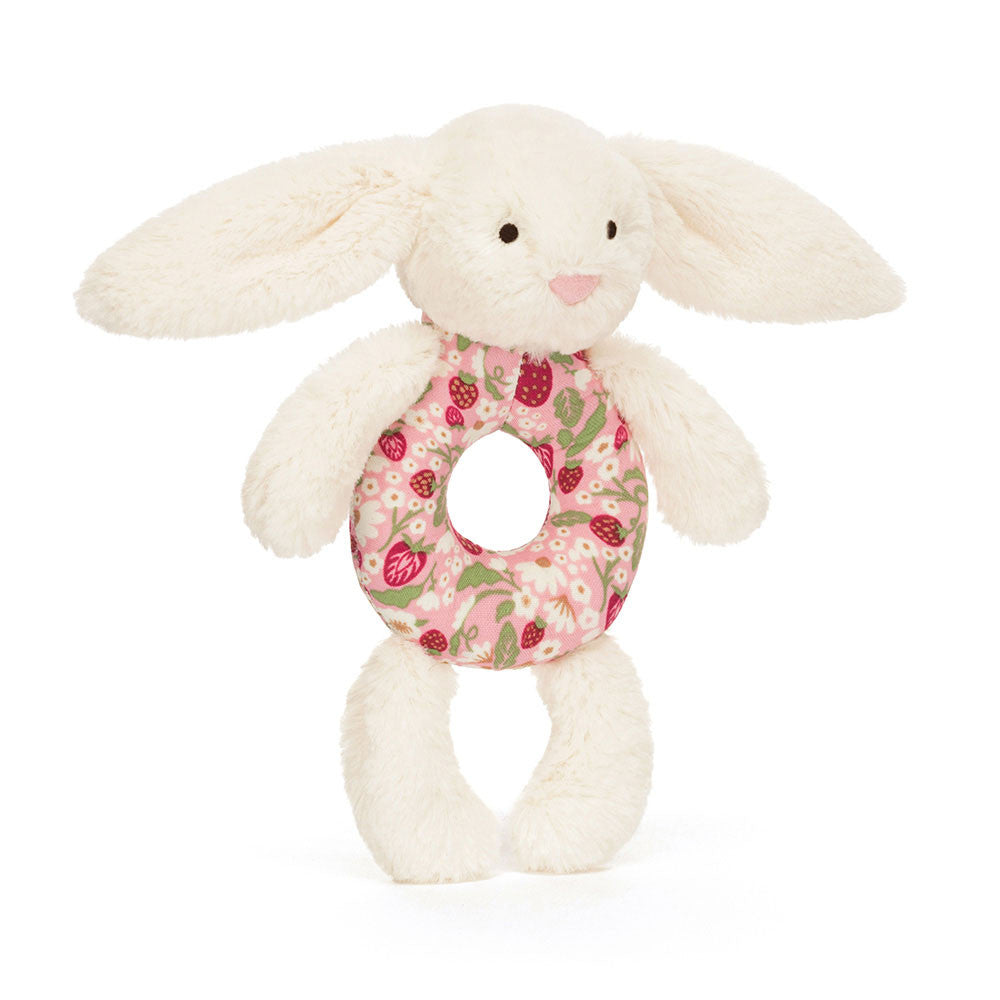 Jellycat - Blossom Cream Bunny "Berry" Ring Rattle
