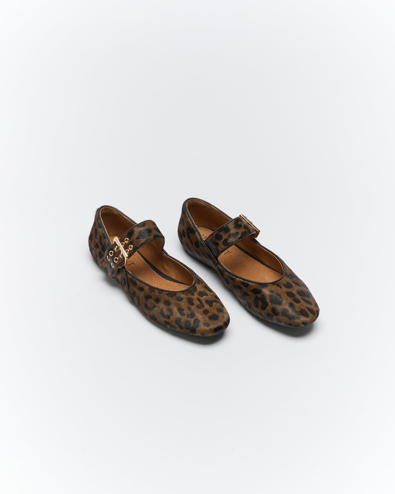 Walnut Melbourne Blaise Leather Ballet in Choc Leopard