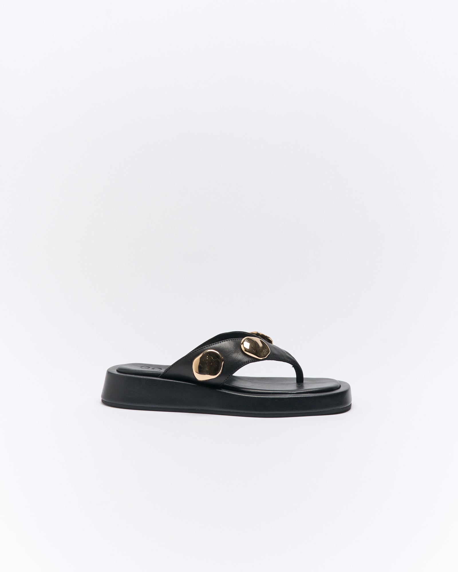 Walnut Melbourne Boston Leather Slide in Black