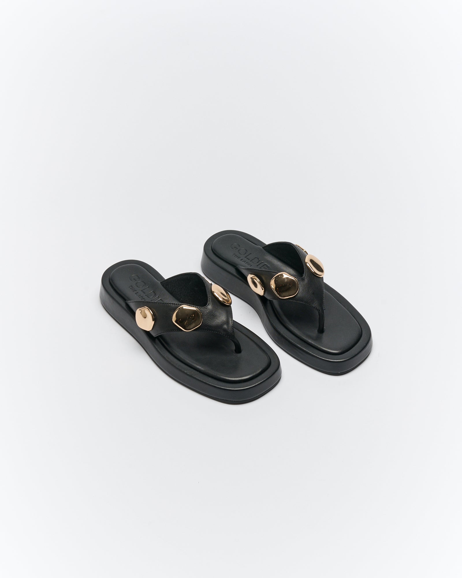 Walnut Melbourne Boston Leather Slide in Black