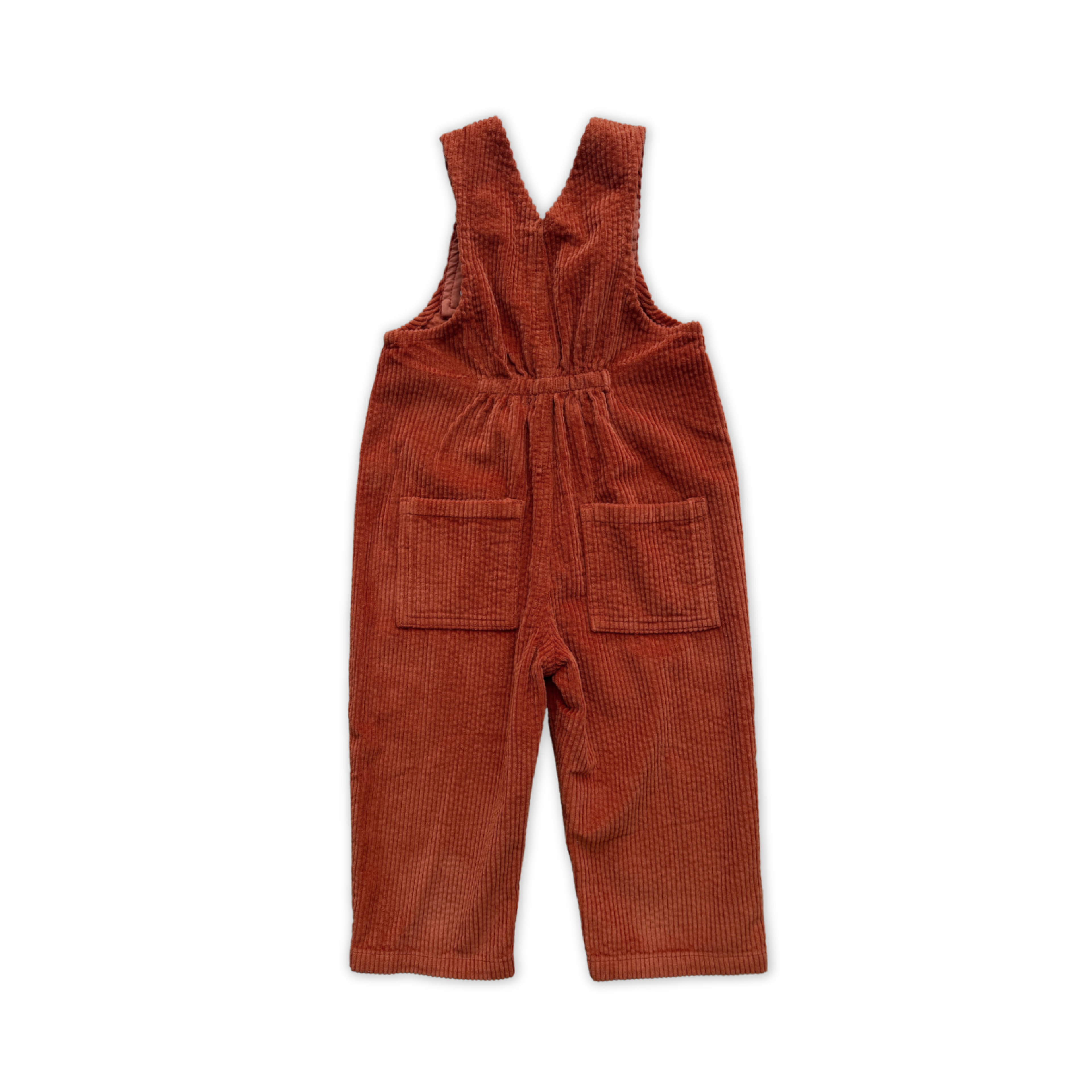 Grown Organic Cord Overalls - Brick in Single