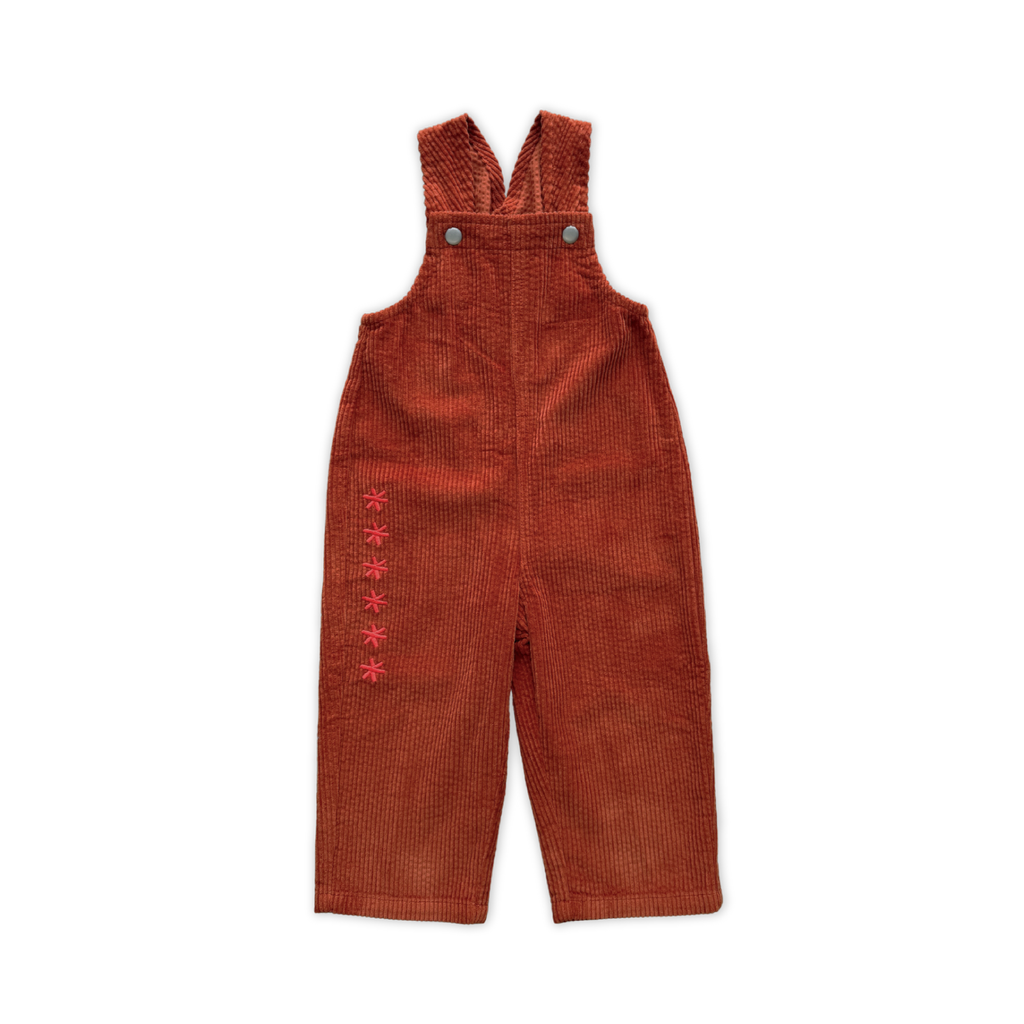 Grown Organic Cord Overalls - Brick in Single