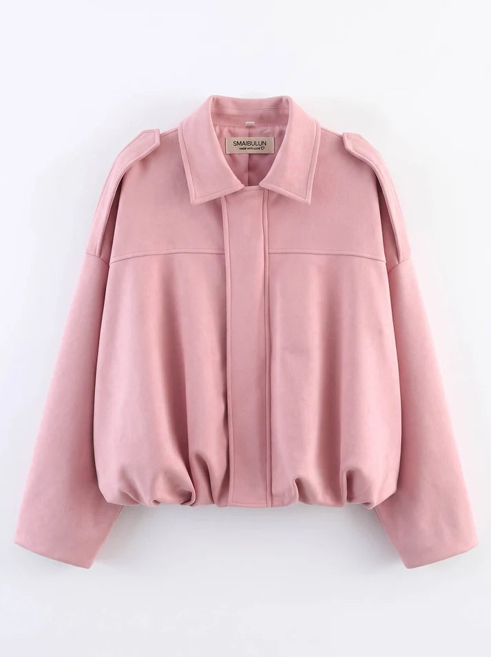 Smaibulun - Suede Zip Gather Hem Bomber Jacket