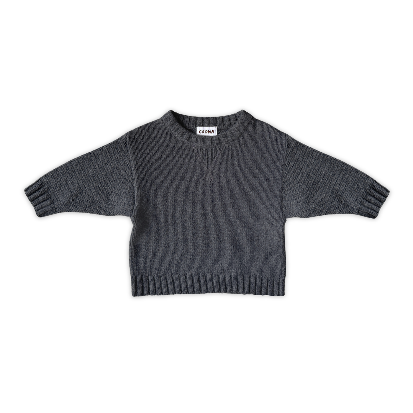 Grown Merino Blend Knit Pull Over - Charcoal in Single