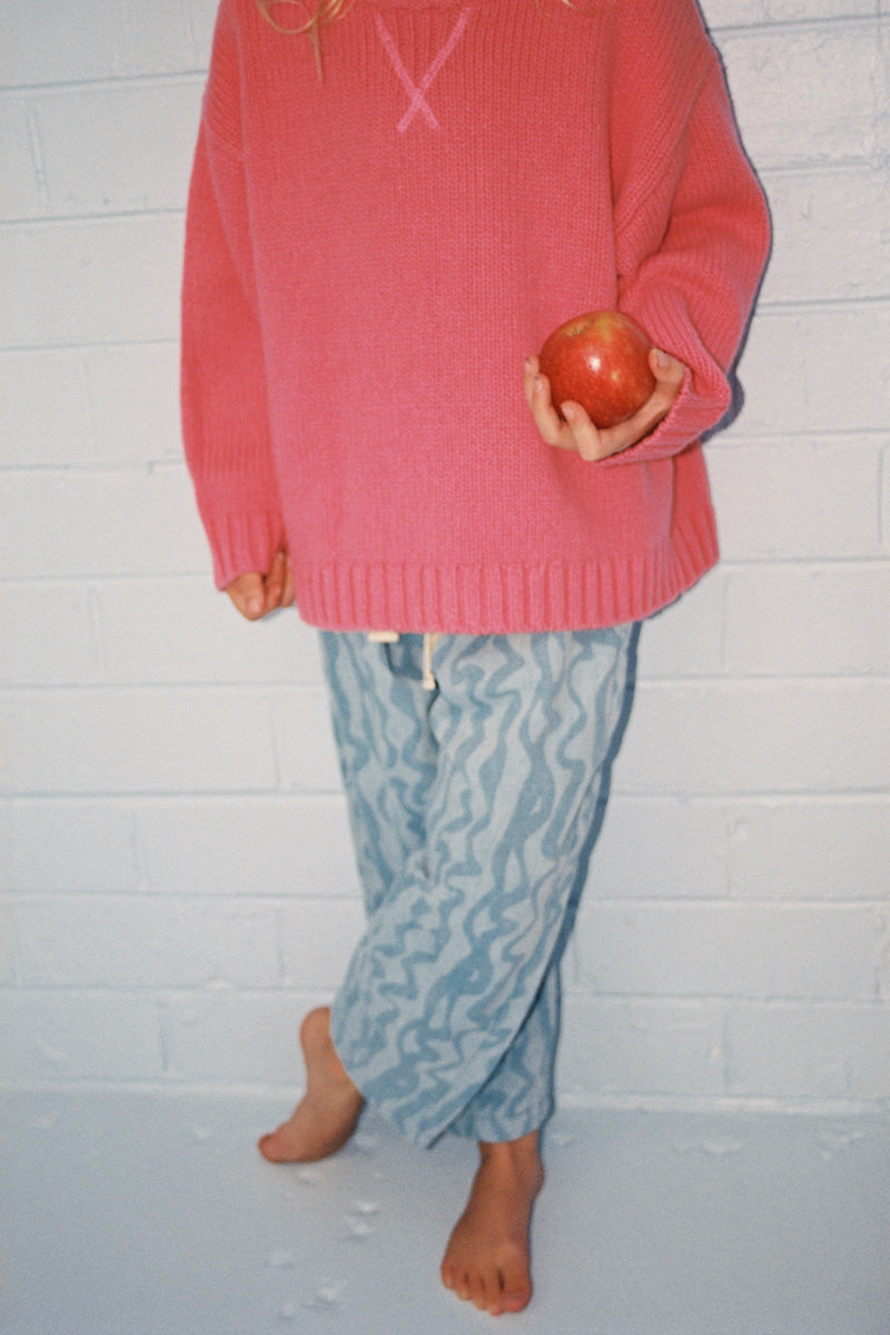 Grown Merino Blend Knit Pull Over - Raspberry in Single