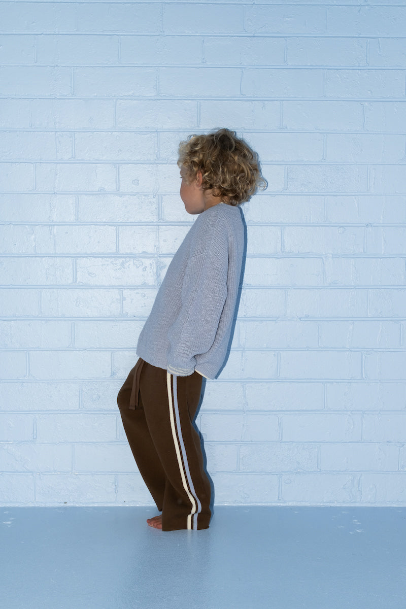Grown Organic Striped Milano Knit Pants - Espresso in Single