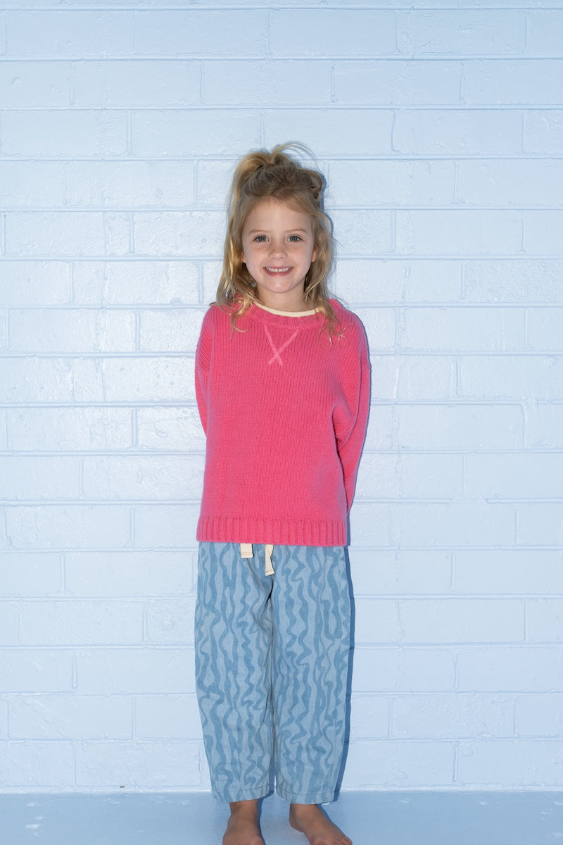 Grown Merino Blend Knit Pull Over - Raspberry in Single
