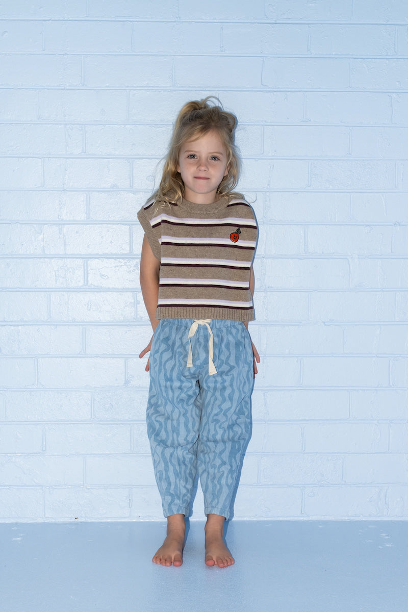 Grown Organic Stripe Apple Knit Vest - Oatmilk in Single
