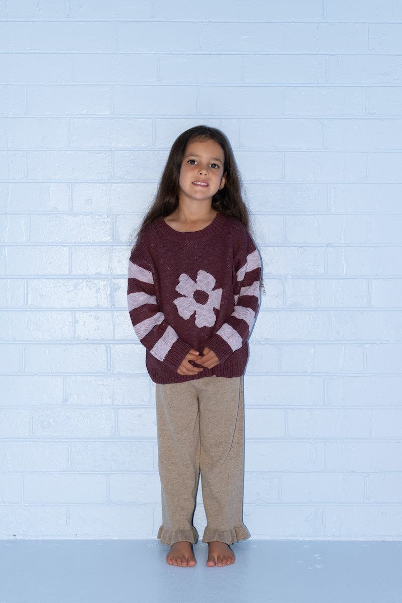 Grown Organic Frill Knit Flares - Oatmilk in Single