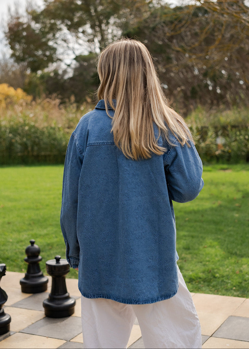 Grown Ladies Organic Starlight Embroidery Denim Shirt Jacket in Single