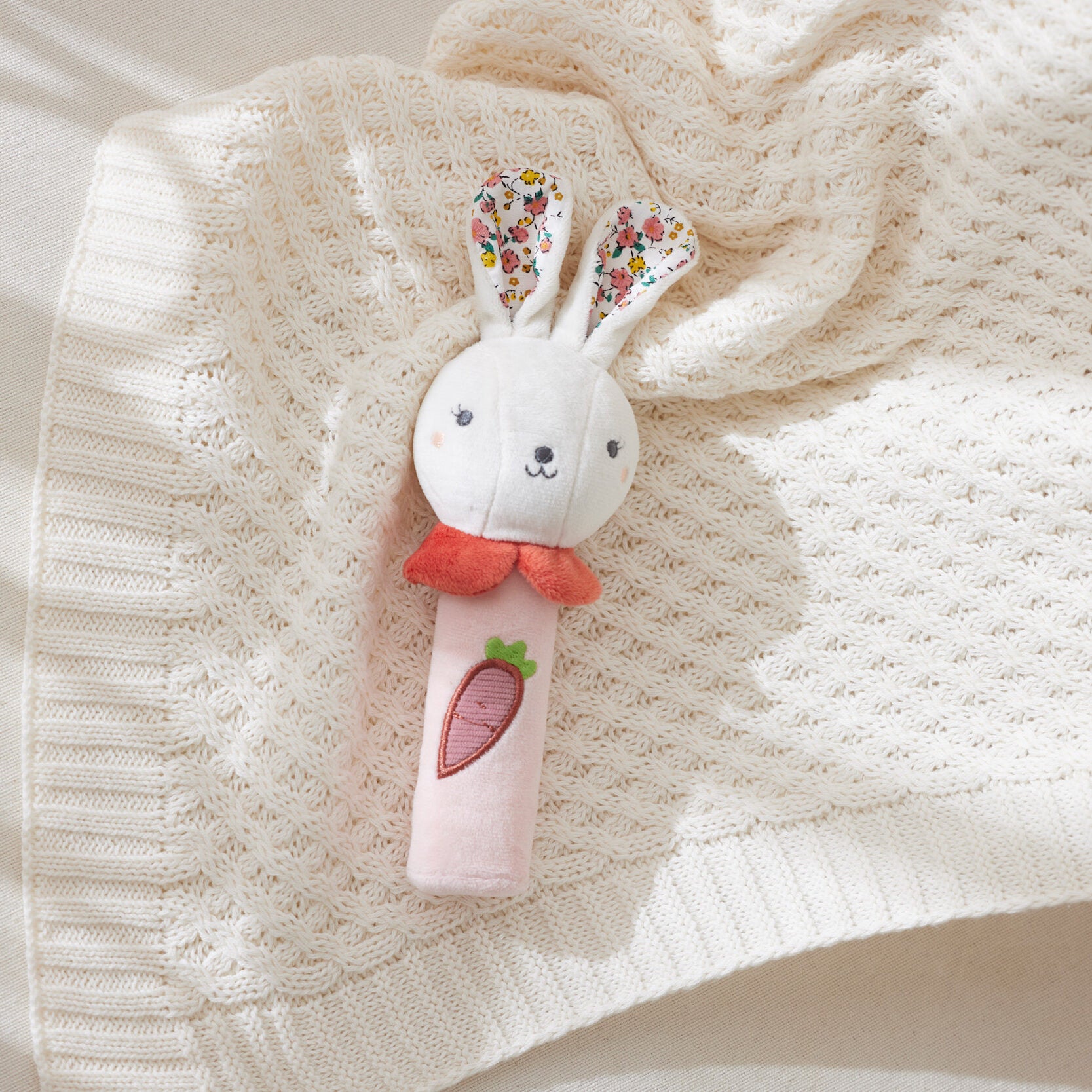 Jiggle & Giggle Hugglies Bunny Squeaker in Pink/Cream