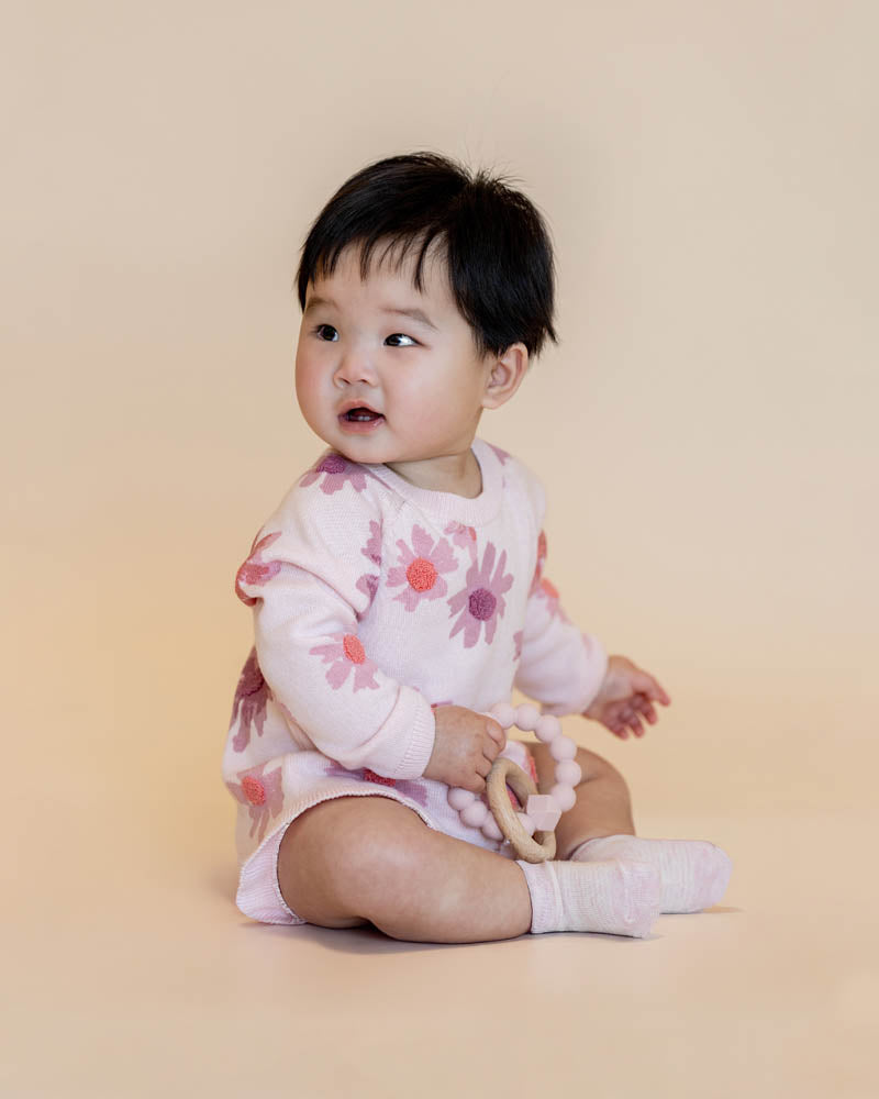 Fox & Finch Orchard Bloom Organic Knitted Bodysuit in PINK